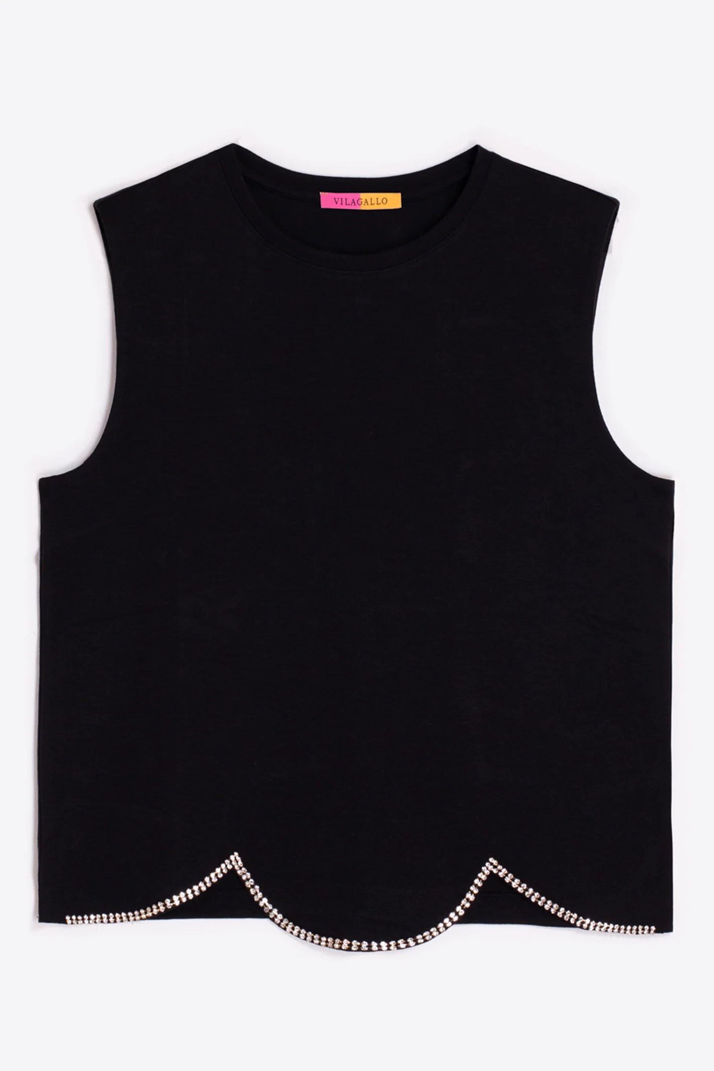 Black Diamonte Hem Sleeveless Top