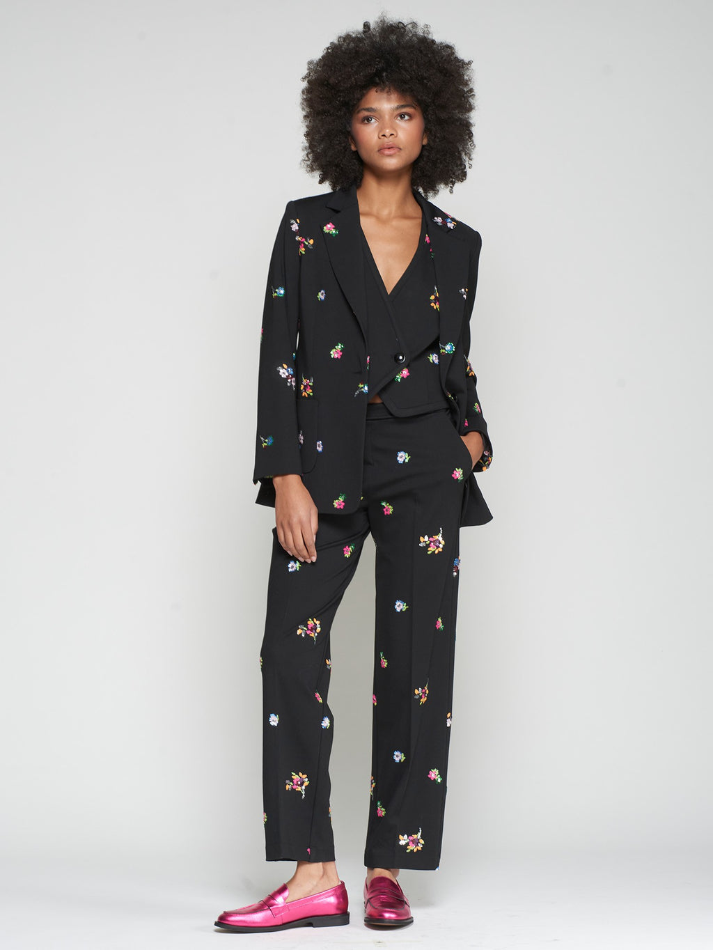 Floral Sequin Black Blazer