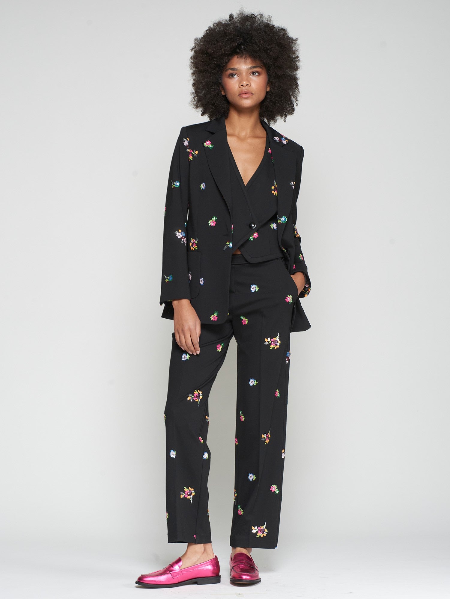 Floral Sequin Black Blazer