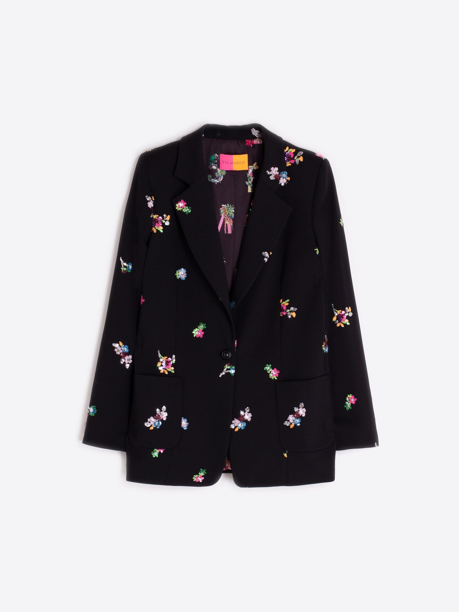 Floral Sequin Black Blazer