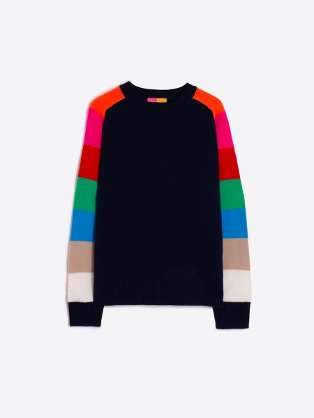Knitwear Jersey Manga Rayas Navy Multicolor