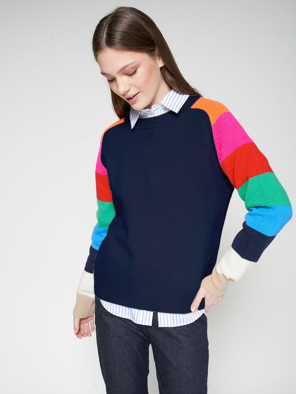 Knitwear Jersey Manga Rayas Navy Multicolor