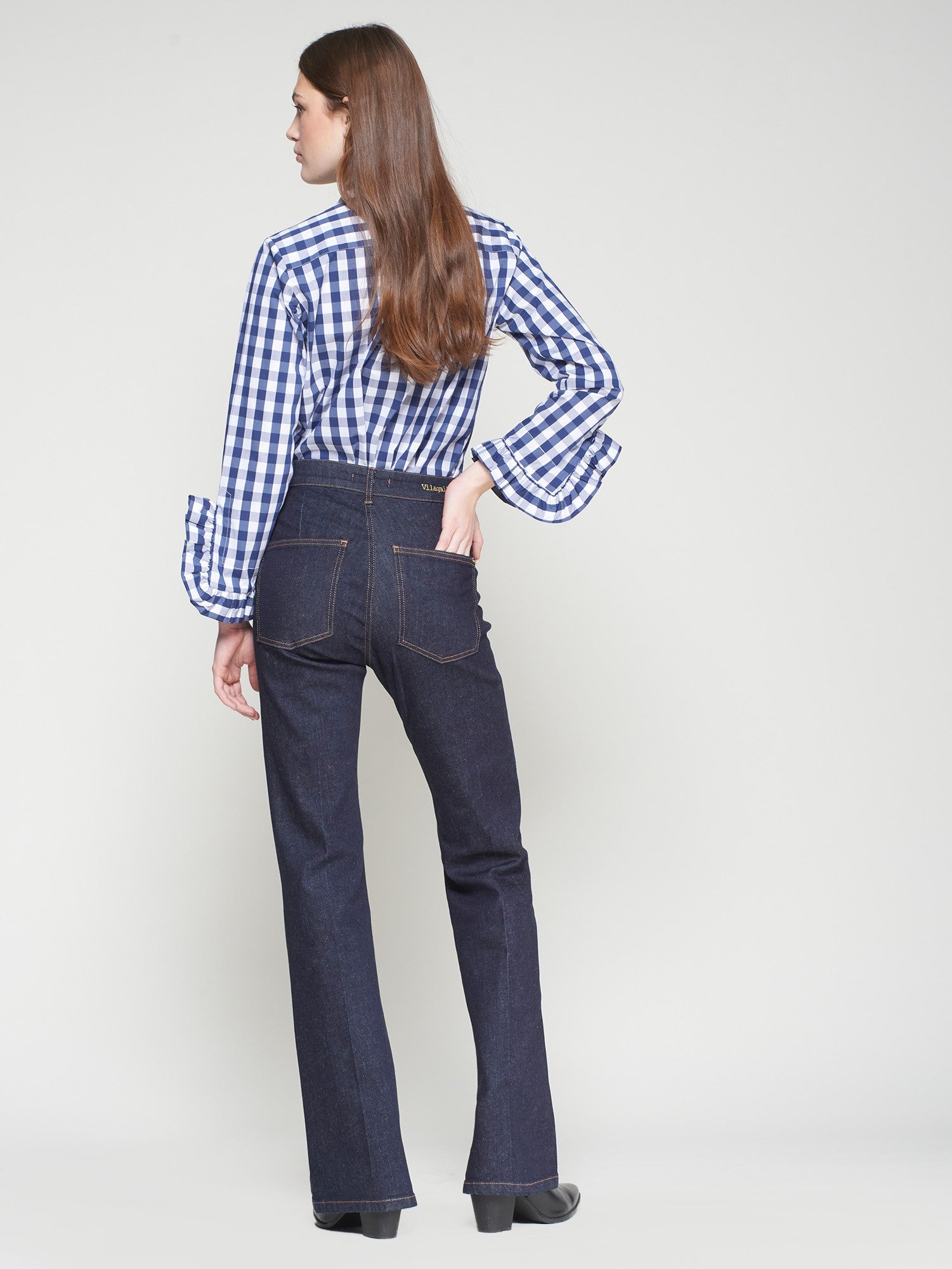 TROUSER STRASS DARK WASH DENIM