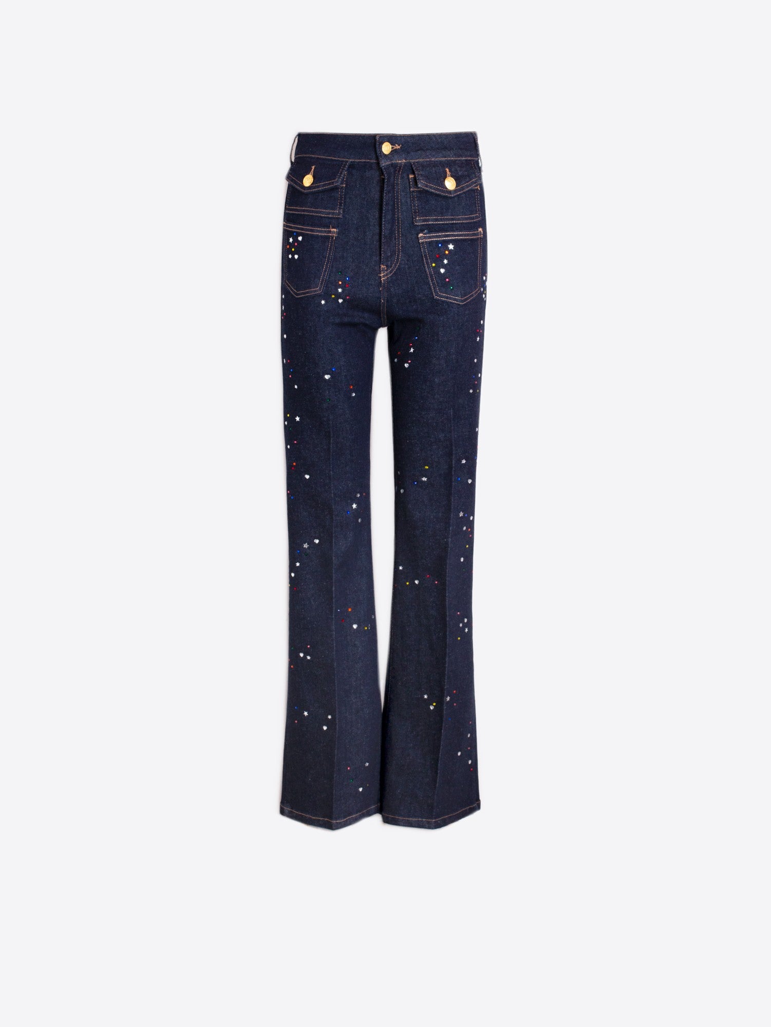 TROUSER STRASS DARK WASH DENIM